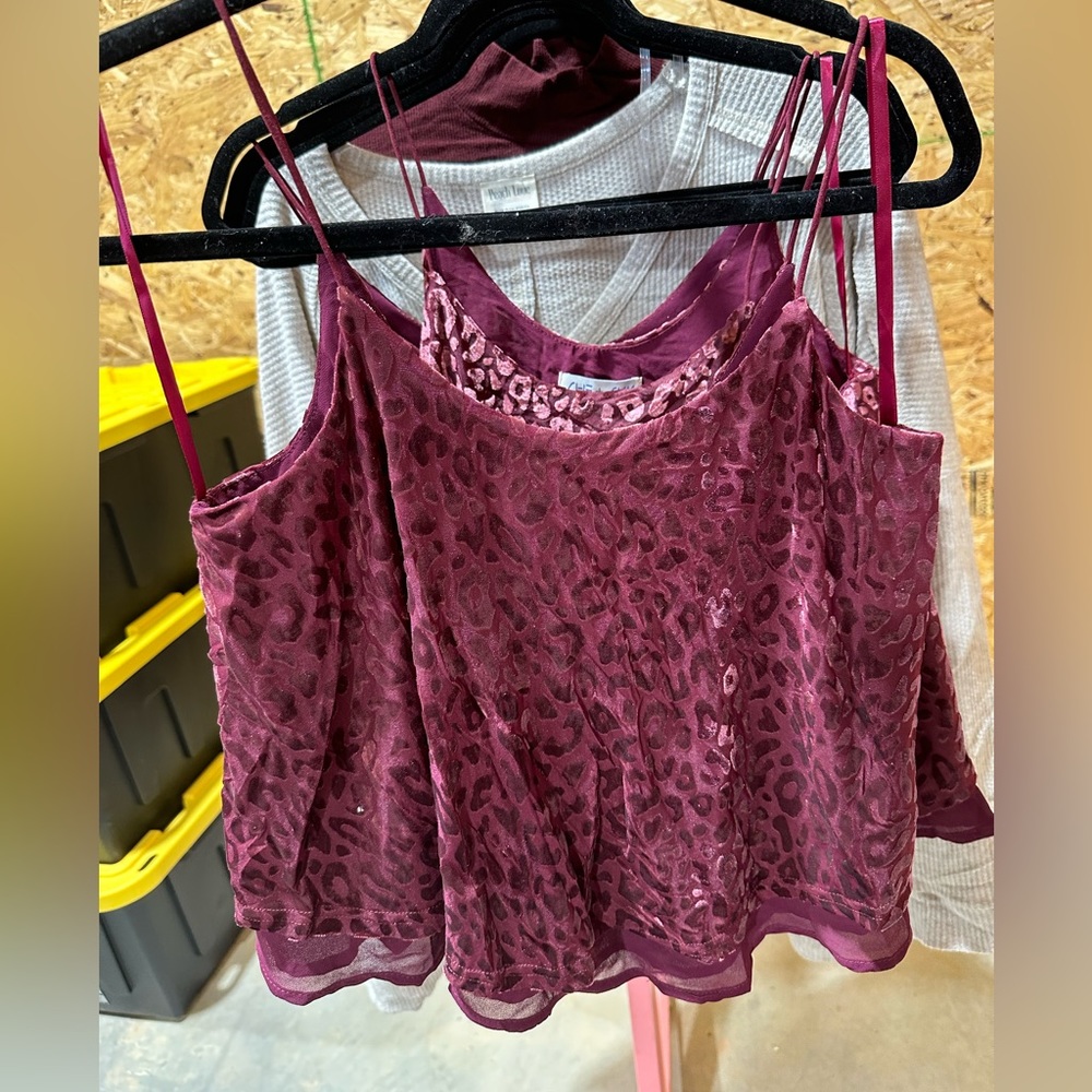 Maroon Velvet Leopard Print Crop Top Camisole